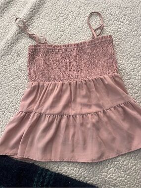 Paper Crane Pink Smocked Tiered Spaghetti Strap Camisole